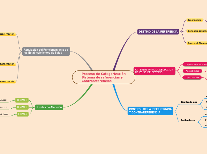 Proceso de Categorización
Sistema de referencias y 
Contrareferencias