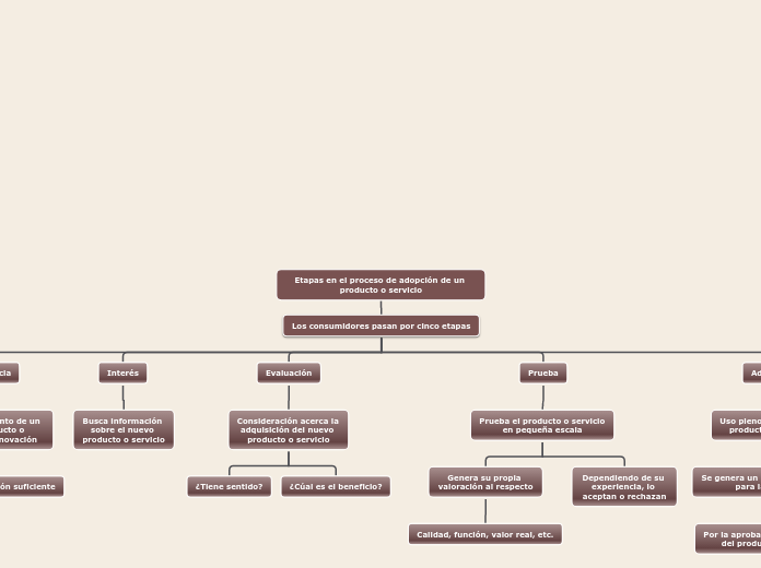 Etapas en el proceso de adopción de un producto o servicio