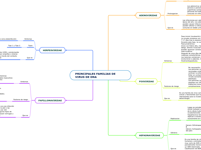 PRINCIPALES FAMILIAS DE                                   VIRUS DE DNA