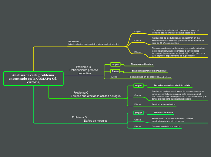 Análisis de cada problema encontrado en la COMAPA Cd. Victoria,