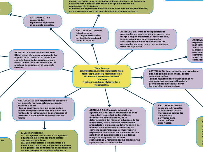 Título Tercero
Contribuciones, cuotas compensatorias y demás regulaciones y restricciones no
arancelarias al comercio exterior.
Capítulo I
Hechos gravados, contribuyentes y responsables.